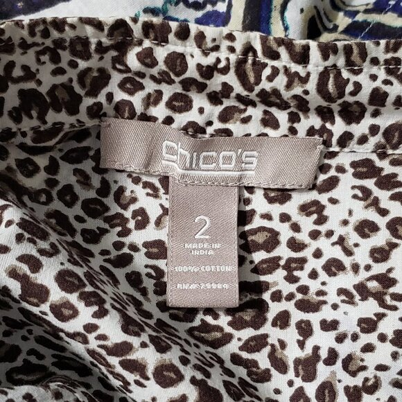 Chico's Paisley & Animal Print Lightweight Cotton Open Front Jacket Sz 2 - Picture 2 of 3